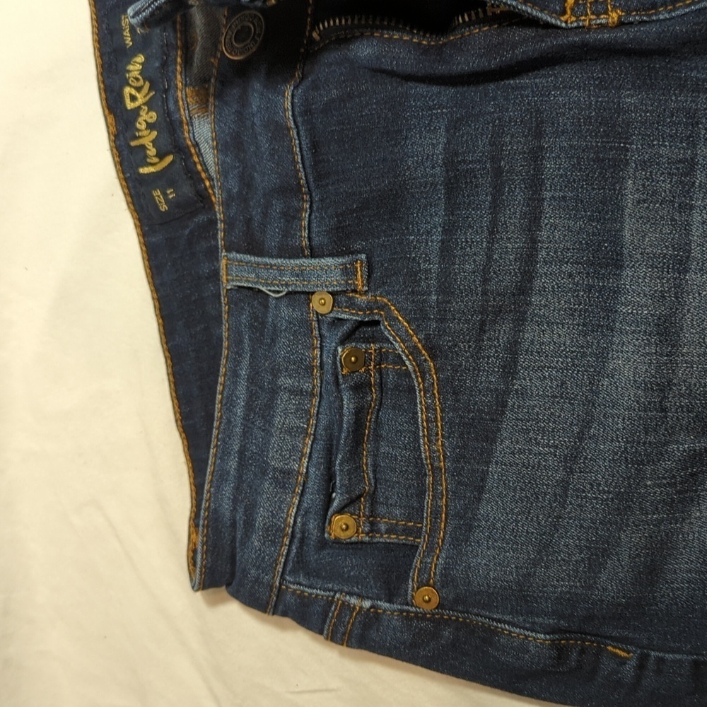 Indigo Rose Denim Jean Shorts High Waist Cuffed Hem Size 11 Waist 30 - Picture 4 of 7